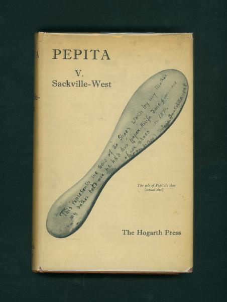 image of front cover of Pepita featuring an illustration of the sole of a shoe, of which has writing on it