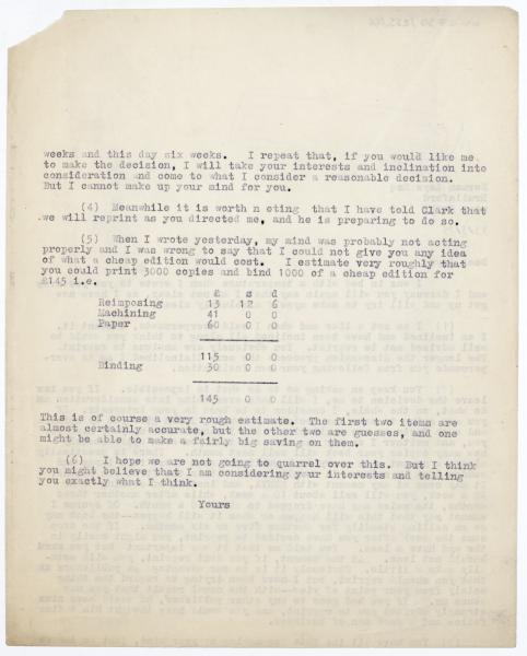 Image of typescript letter from Leonard Woolf to Norman Leys (13/03/1925) page 2 of 2