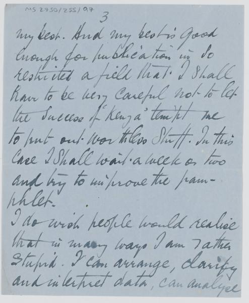 Image of typescript letter from Norman Leys to Leonard Woolf (16/02/1926) page 3 of 4