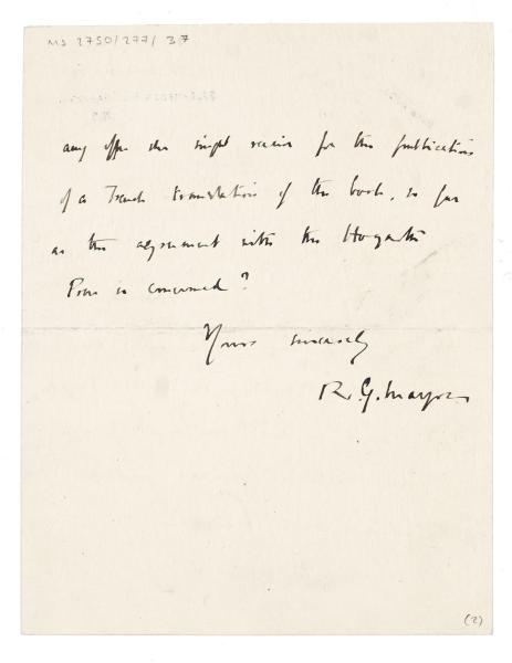 Image of handwritten letter from Robert G. Mayor to Leonard Woolf (28/11/1933) page 2 of 2