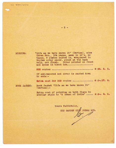 Image of typescript letter from The Garden City Press to The Hogarth Press (05/02/1931) page 3 of 3