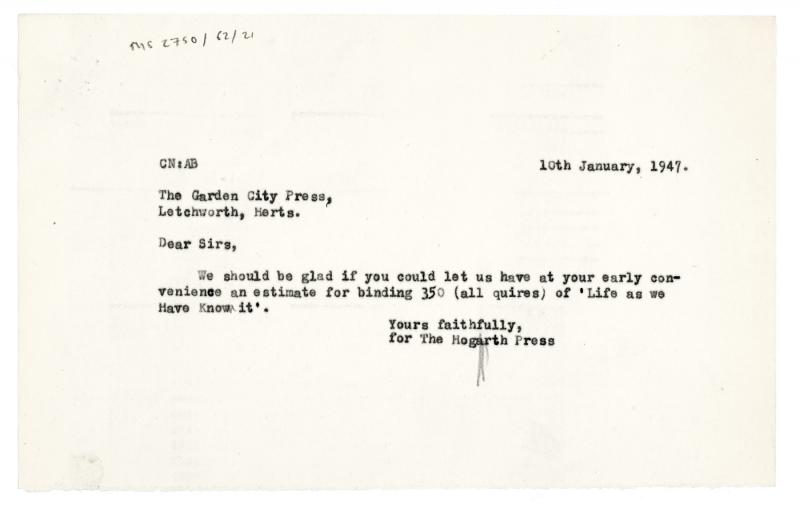Image of typescript letter from Cherrell Newman to The Garden City Press (10/01/1947) page 1 of 1 