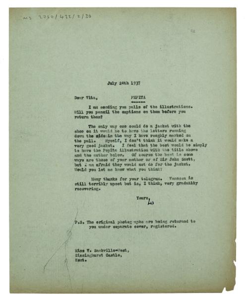 Letter from The Hogarth Press to Vita Sackville-West (24/07/1937)