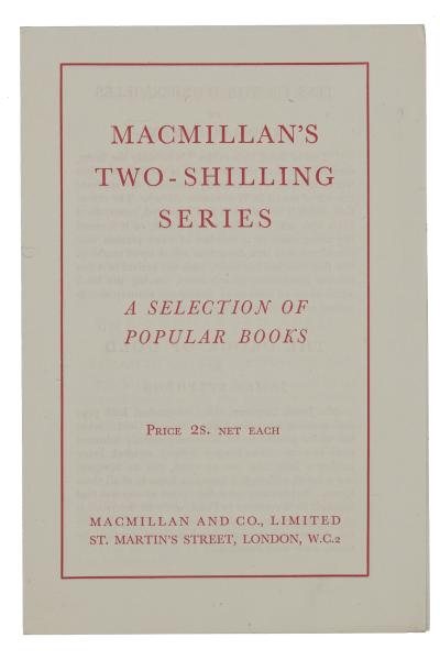 Image of front cover of Macmillan's Two-Shilling Series catalogue (c 1930s) (cover image for illustration purposes)