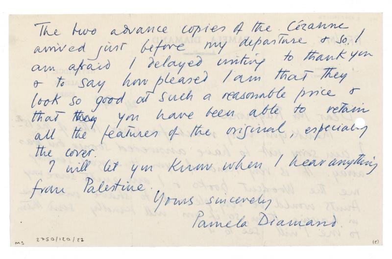 Image of handwritten letter from Pamela Diamand to Piers Raymond (24/09/1952) page 2 of 2