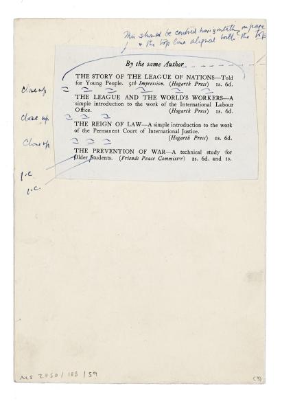 Image of front matter proofs of How The League of Nations Works Told for Young People [nid:24205] Image 3 of 3