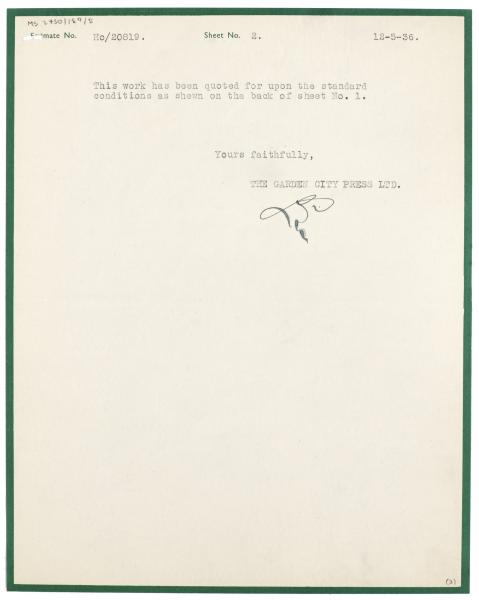 Image of typescript letter from The Garden City Press Ltd to The Hogarth Press: (12/05/1936) page 3 of 3