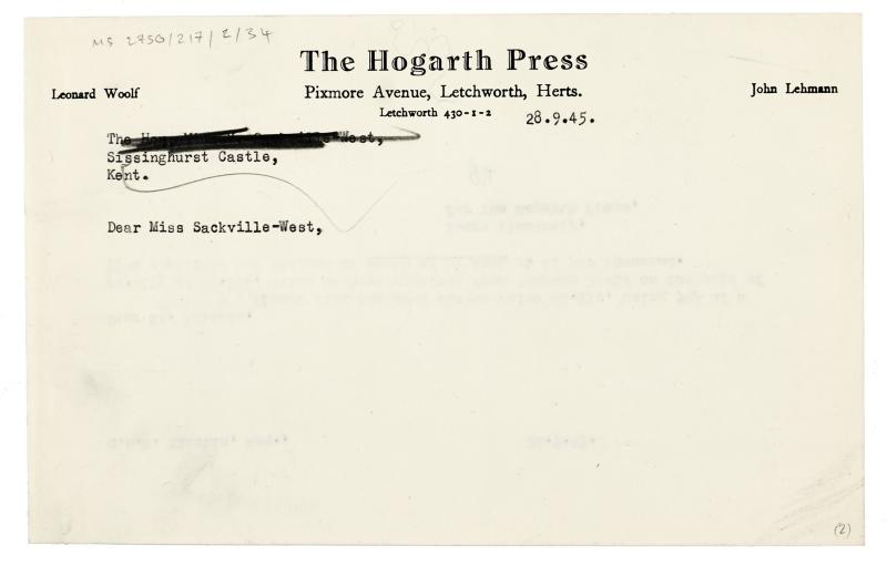 Image of typescript letter from Barbara Hepworth to C. H. B. Kitchin (28/09/1945) page 2 of 2