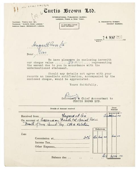 Image of a letter from Curtis Brown Ltd. to The Hogarth Press (24/05/1930)