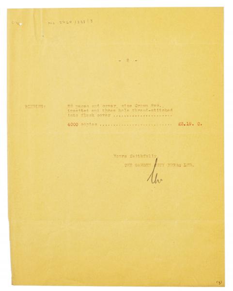 Image of typescript letter from The Garden City Press Ltd. to The Hogarth Press (28/07/1931) page 3 of 3