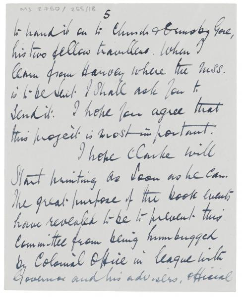 Image of handwritten Letter from Norman Leys to Leonard Woolf (04/08/1924) page 5