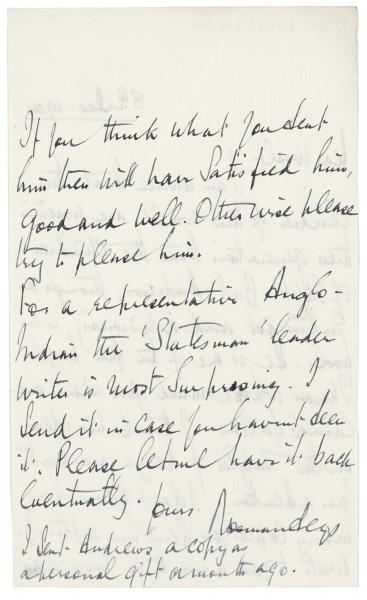 image of handwritten letter from Norman Leys to Leonard Woolf (08/12/1924) page 1 of 1 