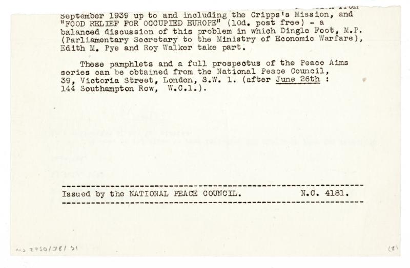Image of back of typescript letter from Leonard Woolf to Samuel Solomonovich Koteliansky (13/07/1942) page 2 of 2