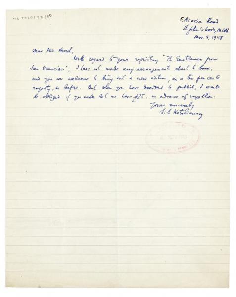 Image of handwritten letter from Samuel Solomonovich Koteliansky to Aline Burch (05/11/1948) page 1 of 1