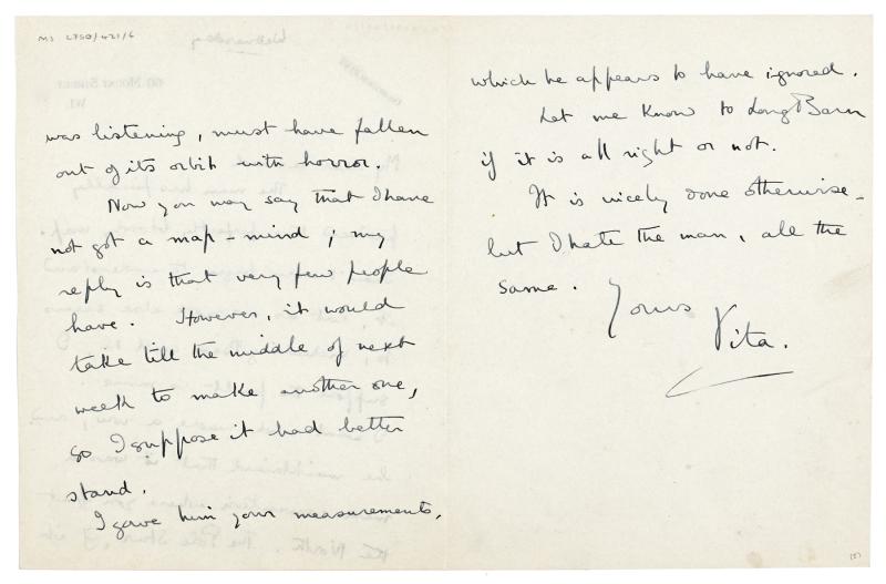 Image of handwritten letter from Vita Sackville-West to Leonard Woolf (15/09/1926)  page 2 of 2