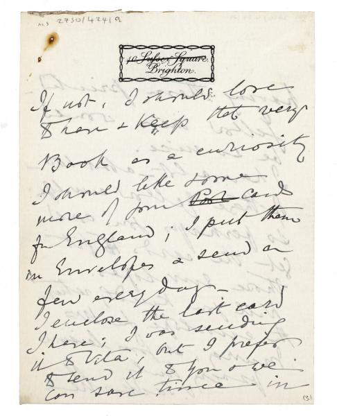 Image of handwritten letter from Vita Sackville-West to Leonard Woolf (16/01/1925) page 3 of 4