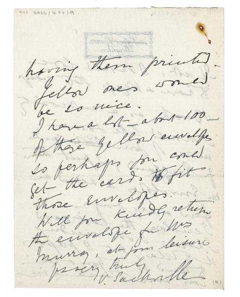 Image of handwritten letter from Vita Sackville-West to Leonard Woolf (16/01/1925) page 4 of 4