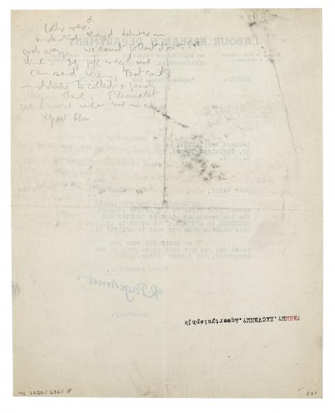 Image of back page of letter from the Labour Research Department to Leonard Woolf (17/06/1925) page 1 of 2