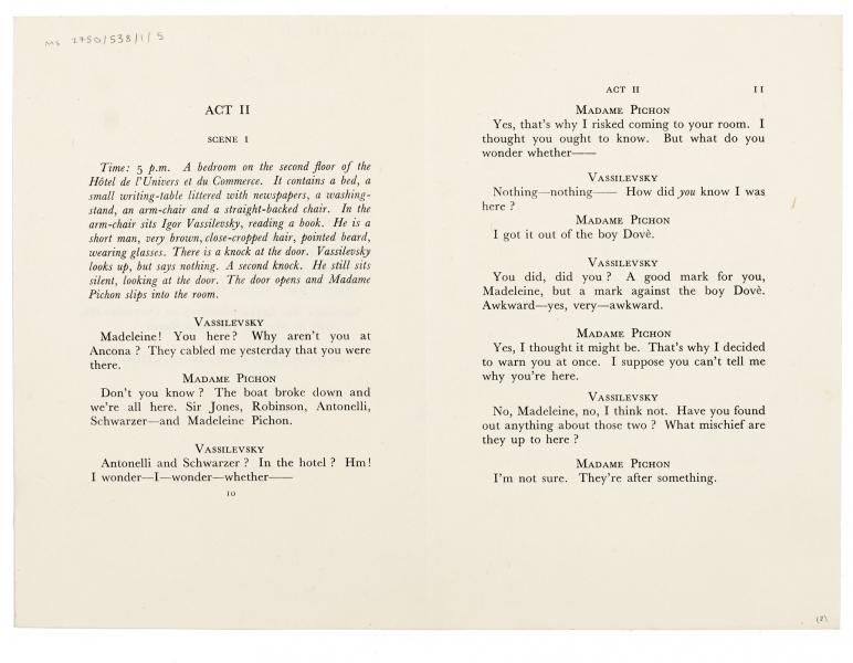 Image of typescript specimen Pages of The Hotel (112 pages) ( year 1938) page 2 of 2