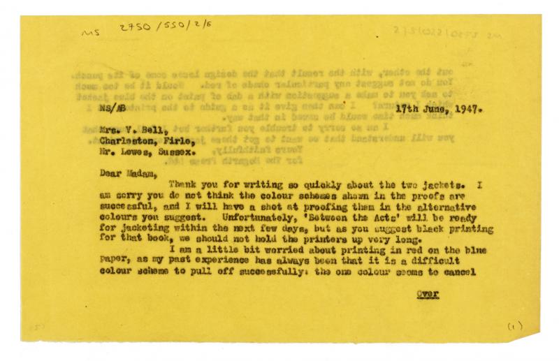 Image of typescript letter from The Hogarth Press to Vanessa Bell (17/06/1947) page 1 of 2
