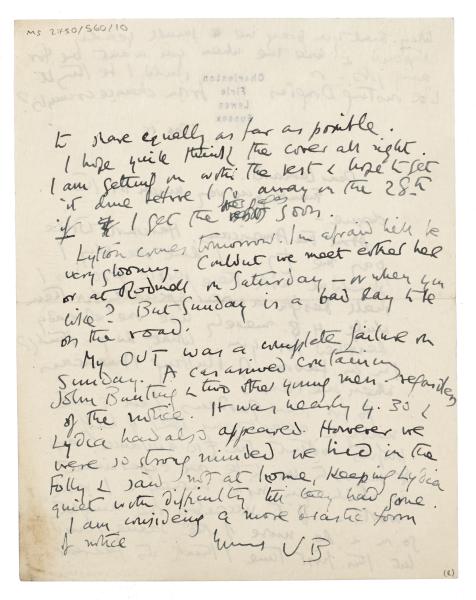 Image of handwritten letter from Vanessa Bell to Leonard Woolf (19/09/1927) page 2 of 2