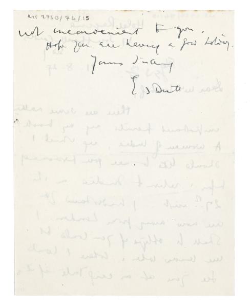 Image of handwritten letter from G. S. Dutt to Leonard Woolf (11/08/1929) page 2 of 2
