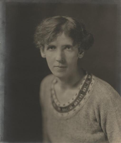 Image of black and white photograph of Rose Macauley