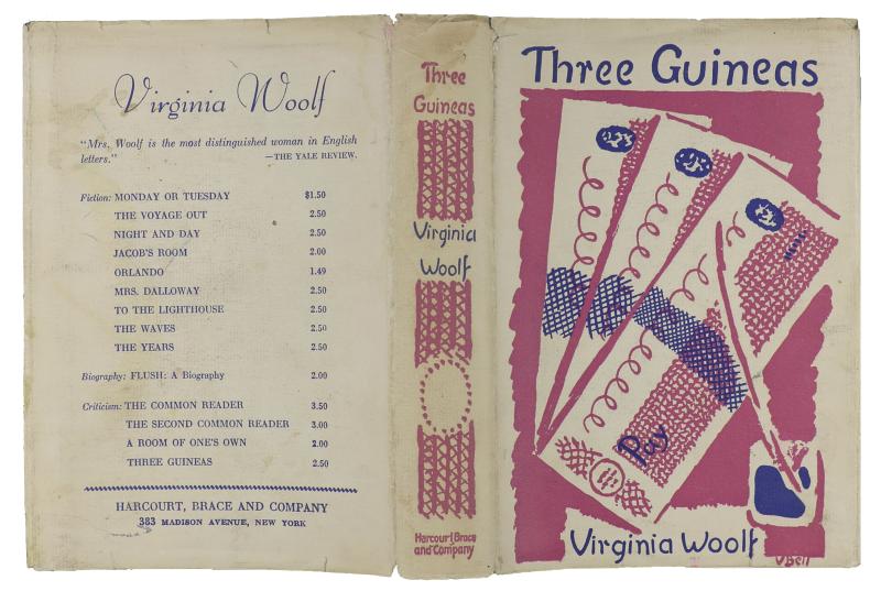 Image of dust jacket of first American Edition of Three Guineas