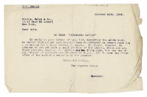Image of typescript letter from The Hogarth Press to Minton, Balch & Company (30/10/1925) page 1 of 1