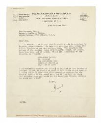 Image of letter from David Higham to Ian Parsons (16/10/1947) page 1 of 1
