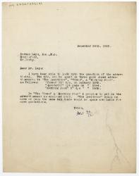 Image of typescript letter from Leonard Woolf to Norman Leys (30/12/1925) [2] page 1 of 1