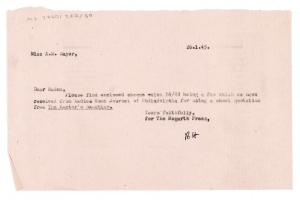 Image of typescript letter from Barbara Hepworth to Alice Mayor (26/01/1945)  page 1 of 1