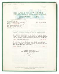 Letter from The Garden City Press to The Hogarth Press (09/03/1938)