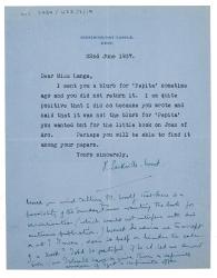 Letter from Vita Sackville-West to The Hogarth Press (22/06/1937)