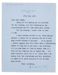 Letter from Vita Sackville-West to The Hogarth Press (27/07/1937)