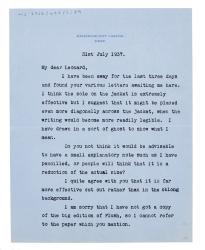Letter from Vita Sackville-West to The Hogarth Press (31/07/1937)