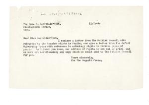 Letter from The Hogarth Press to Vita Sackville-West (11/07/1944)