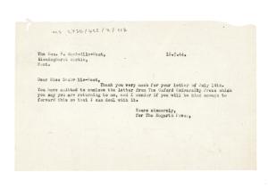 Letter from The Hogarth Press to Vita Sackville-West (18/07/1944)