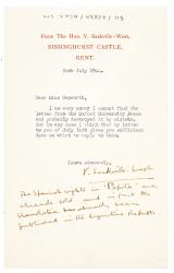 Letter from Vita Sackville-West to The Hogarth Press (20/07/1944)