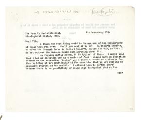 Letter from The Hogarth Press to Vita Sackville-West (04/12/1946)