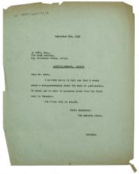 Letter from The Hogarth Press to The Book Society (08/09/1937)