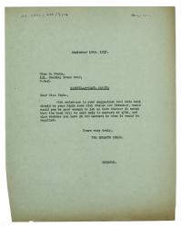 Letter from The Hogarth Press to Christina Foyle (10/09/1937)