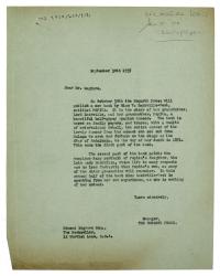 Letter from The Hogarth Press to Edmond Segrave (30/09/1937)