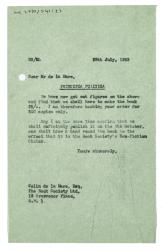 Letter from The Hogarth Press to The Book Society  (28/07/1953)