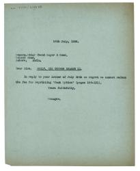 Letter from Hogarth Press to Uttar Chand Kapur & Sons (26 Jul 1938)