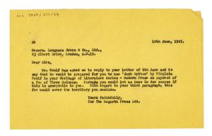Letter from The Hogarth Press to Longmans Green & Co., Ltd. (06 Oct 1947)