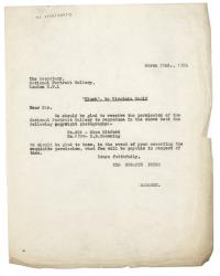 Letter from Margaret West at The Hogarth Press to National Portrait Gallery (22/03/1933)