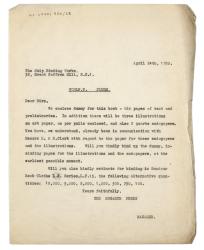 Letter from Margaret West at The Hogarth Press to The Ship Binding Works (24/04/1933)