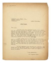Letter from Margaret West at The Hogarth Press to R. & R. Clark (24/04/1933)