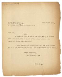 Letter from The Hogarth Press to A. J. Bott at The Book Society (26/04/1933)